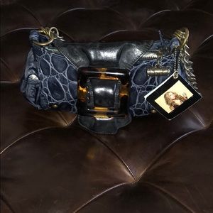 Babee D Croc Embossed Leather Purse